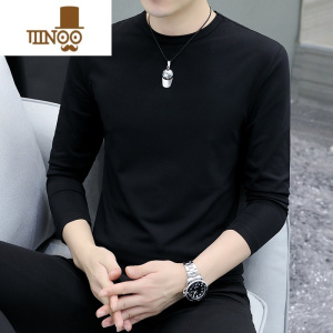 YANXU加绒加厚长袖t恤男圆领厚款保暖体恤衫内搭百搭男装打底衫
