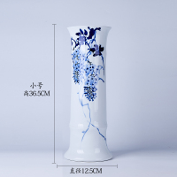 景德镇新款陶瓷筒富贵竹花瓶摆件客厅落地特大号直筒水养培插花器 三维工匠 陶罐中
