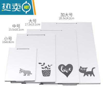 敬平小镜子便携随身折叠女学生宿舍化妆镜小号翻盖梳妆桌面镜超薄男士 图案随机加大号[20.3*14.2cm]便携式用镜