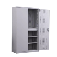 东升顺重型工具柜加厚物件工具储物柜工厂铁皮柜汽修厂零件收纳柜白色四层一抽带挂板