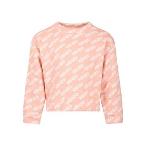 高田贤三(Kenzo)女童圆领长袖纯棉卫衣休闲百搭运动潮牌套头衫 粉色 10Y