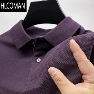 HLCOMAN纯色短袖T恤男士夏季翻领衫新款宽松休闲上衣时尚百搭半袖衫