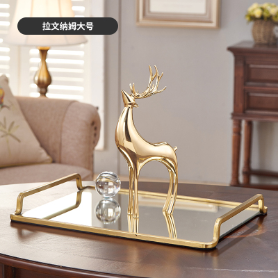 酒柜里的摆饰轻奢摆件样板房酒柜装饰品铜鹿客厅玄关拉文纳姆大号