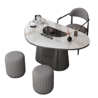 锦北岩板茶桌椅组合现代家用阳台简约茶桌办公室泡茶桌1.0桌1主椅2凳