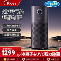 美的加湿器SZK-U15智能抑菌净化蒸发式无雾加湿器8升水箱适用140㎡智能适应调节湿度上加水加湿器