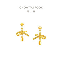 周大福蝴蝶结黄金耳饰耳钉女足金首饰生日礼物(工费:320计价)EOF1389七夕礼物