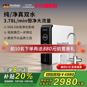 诺森柏格(Nocenbeger)净水器1200G鲜活双出水 X6Pro家用净水机RO反渗透过滤器厨下直饮净水器
