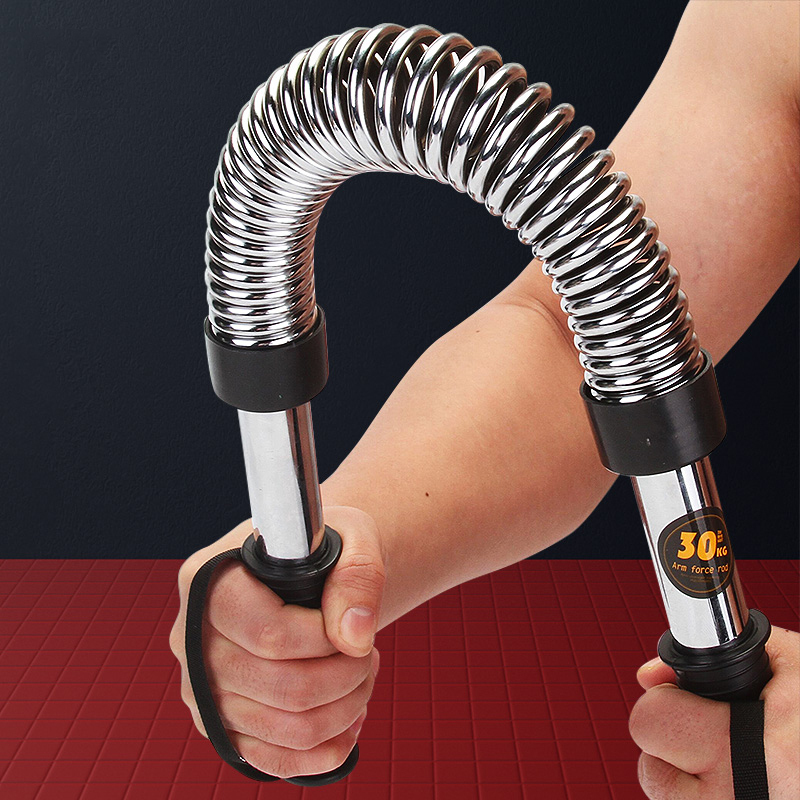 电镀臂力器臂力棒50 40 30公斤kg锻炼手臂古达双弹簧握力棒黑色手柄50