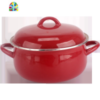 加厚锅经典红22cm 3.9L手工珐琅锅炖煮锅深浅汤锅 FENGHOU 22cm中国红日式锅-盖