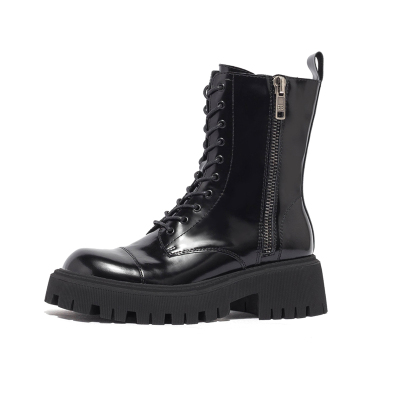 成交价389-St&Sat/星期六冬季新款短靴圆头粗跟马丁靴系带女靴SS04116814