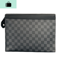 手拿包手包2020新款时尚潮流男包格子休闲商务公文包文件包信封包NEW LAKE 黑灰色男士手拿包