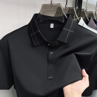 80支亚麻蚕丝无痕polo衫男款2026夏季新款翻领简约休闲短袖男T恤