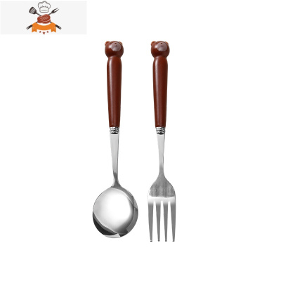 刀叉勺三件套家用可爱牛排刀叉盘子套装西餐餐具网红儿童叉子勺子 叉勺(小熊) 敬平