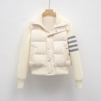 90绒新国标鸭绒新款针织拼接条纹轻薄羽绒服短款外套女