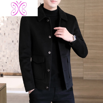 YUANSU风衣男短款加厚呢子夹克秋冬新款男士毛呢外套韩版帅气茄克保暖潮风衣