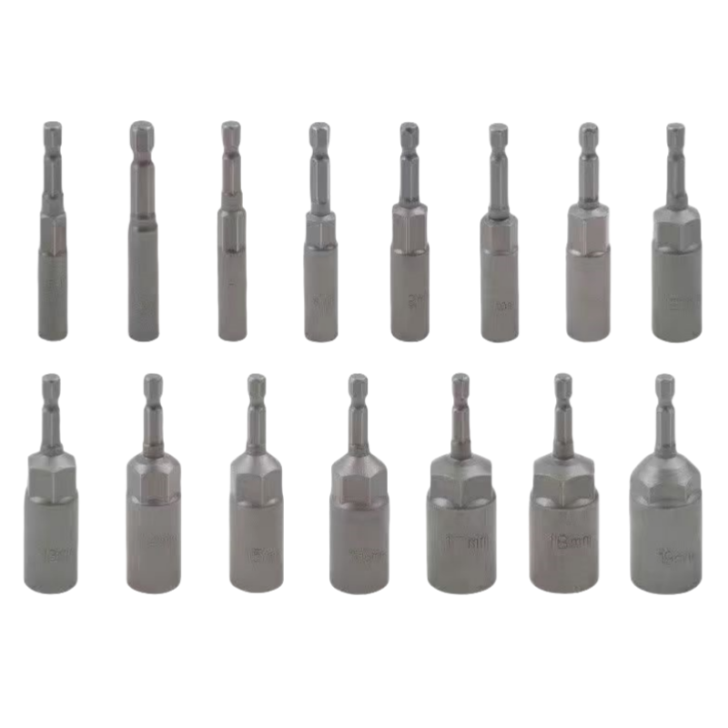 强磁六角批头套筒加深手电钻套筒 (5.5-19)15件
