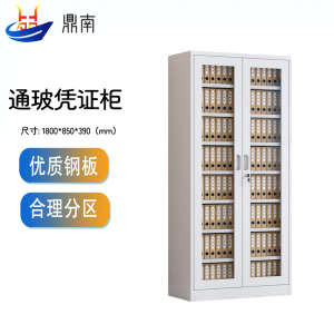 鼎南文件柜铁皮柜办公柜钢制资料柜档案柜储物柜财务室文件柜通玻凭证柜(七隔板)常规款