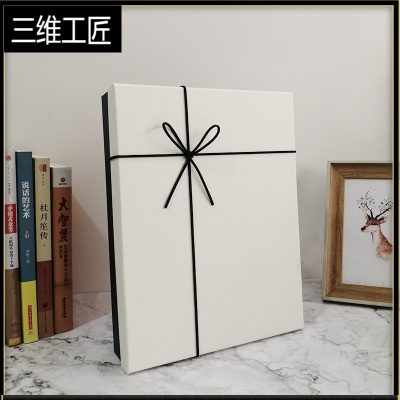 礼品盒空盒子大号ins风生日礼物盒男生装围巾衣服鞋子相框包装盒三维工匠白盖蓝底（无礼袋）8号盒34*2礼品包装袋