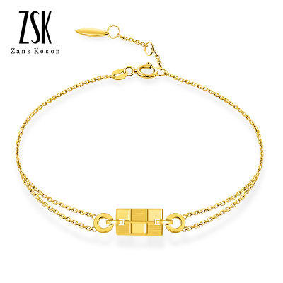 原创-ZSK珠宝巧克力系列黄金手链足金999轻奢女款首饰5G工艺工费240元