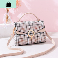 女包2020新款夏季格纹包韩拼接旋锁气质手提森系仙女斜挎包NEW LAKE女士手提包