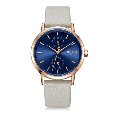 聚利时手表女学生韩版大表盘日历窗复古石英防水女士手表JA-1159D深蓝