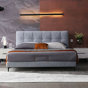 森美人家居北欧简约布艺双人床1.8米1.5榻榻米可拆洗小户型现代软床