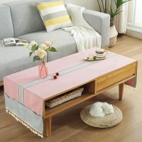 北欧茶几桌布布艺长方形现代简约棉麻客厅防水防油免洗条纹餐桌布