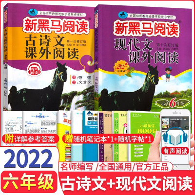 正版-2022新黑马阅读六年级现代文课外阅读+古诗文课外阅读小学6年级人教版黑色马语文阅读理解专项同步训练