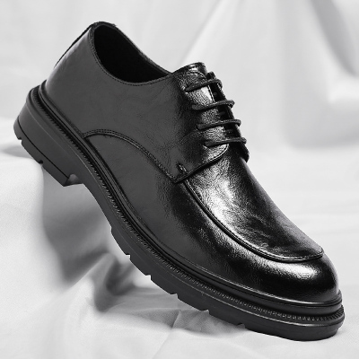 迪罗尼卡38码男士皮鞋商务西装软皮英伦内增高男鞋休闲布洛克结婚新郎鞋
