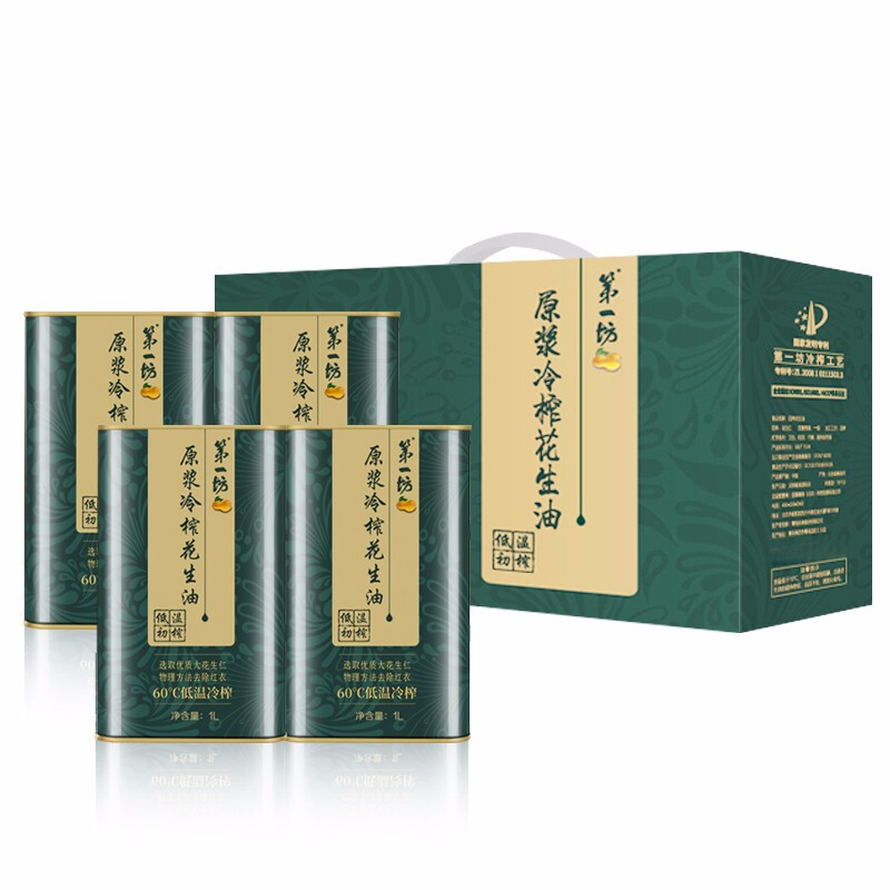 第一坊 第一坊冷榨花生油铁桶礼盒(1L*4)