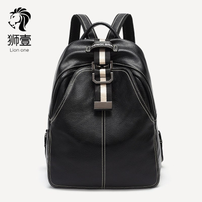 狮壹（Lionone）品牌夏季超火红双肩包女2019新款韩版百搭时尚旅行背包防盗软皮休闲潮流黑色默认颜色