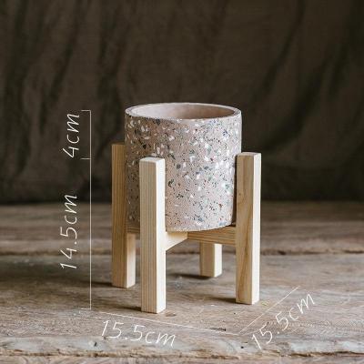 美帮汇水磨石混凝土 花盆花器 几何形体自由组合 创意设计艺术 I白蜡木架套装,打孔请备注 大