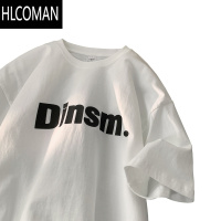 HLCOMANFOFWMODE 2025夏季硅胶字母圆领短袖T恤男女宽松简约休闲潮流TEE