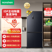 容声472升IDP双净十字双开四开门一级变频超薄嵌入式底部散热大容量灰色家用冰箱BCD-472WD3FPLA星空灰