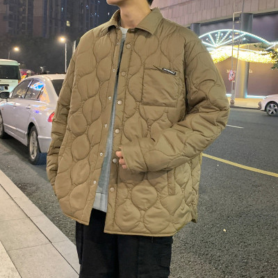 [2.5折价180元]唐狮秋冬季新款棉衣男士衬衫领葫芦格加厚外套潮牌上衣服袄子