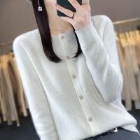 春秋新款一线成衣圆领开衫女款长袖上衣打底衫毛衣外套百搭针织衫