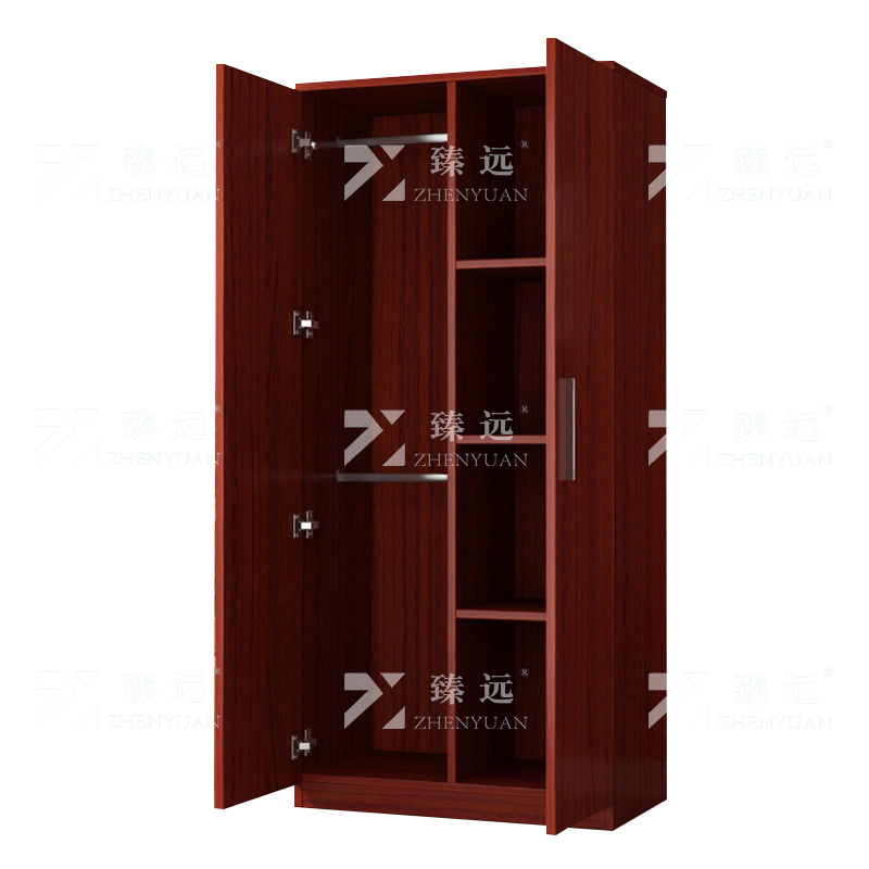 臻远ZY4022345简约木质衣柜衣服收纳柜 柚木色双门