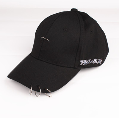 尼曼韩版帽子女夏天百搭原宿风铁环鸭舌帽棒球帽男潮学生黑色遮阳帽