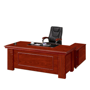 慧采云 办公家具办公桌油漆贴实木皮老板桌主管桌经理桌含侧柜1.6m