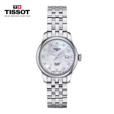 天梭(TISSOT)瑞士手表力洛克系列时尚自动机械女表 白色贝母盘钢带T006.207.11.116.00
