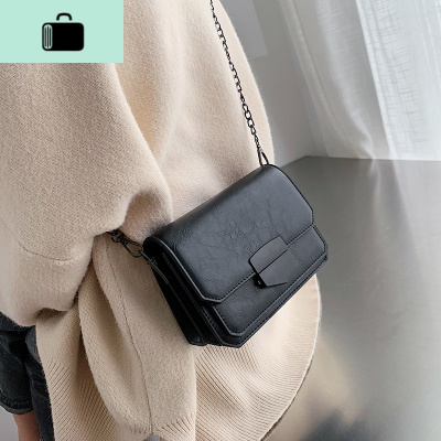 网红小黑包包女2020新款潮百搭锁扣斜挎小方包2019洋气链条单肩包NEW LAKE女斜挎包