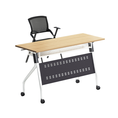 慧采云 简约培训桌长条桌培训洽谈桌椅组合员工培训折叠办公双人课桌可移动办公桌翻板台桌