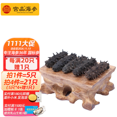 宫品海参淡干海参4-4.5cm 5只 每满20只赠1只