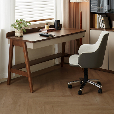 全友家居小户型客厅现代简约实木脚书桌卧室办公桌电脑桌带收纳