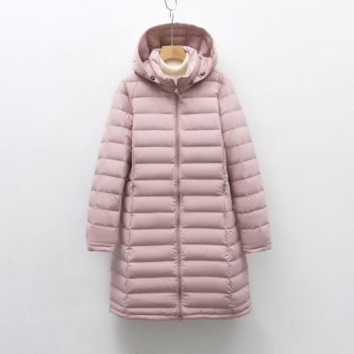 新女式90绒女装连帽带帽无缝压胶羽绒服新款中长款大码外套