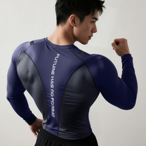 跑步运动休闲男士秋季速干紧身衣高弹压缩打底衫运动长袖健身