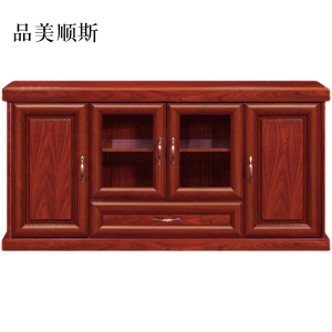 品美顺斯胡桃色餐边柜简约茶水柜四门1600*400*800