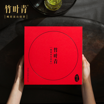 春茶上市-竹叶青茶2021年新茶峨眉高山绿茶特级(论道)仿木纹礼盒180g
