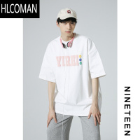 HLCOMAN/ 2025夏装260g学生潮牌发泡印花宽松短袖T恤男女同款