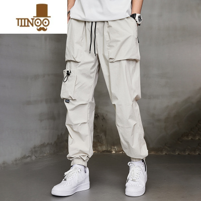 YANXU男款工装裤夏季薄款冰丝多口袋美式高街束脚痞帅2023新款休闲长裤